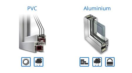 Comparación entre ventanas de aluminio y PVC en una vivienda moderna
